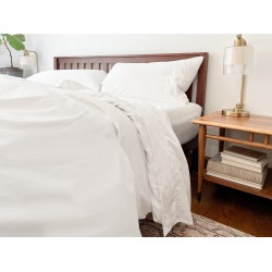 Organic Cotton Percale Weave Sheets Set - Available in Twin, Twin XL, Full, Queen, King and California King  - GOTS Certified Pure White