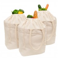 Canvas Grocery Tote with Drawstring