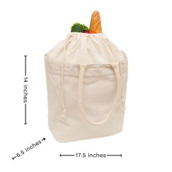 Canvas Grocery Tote with Drawstring