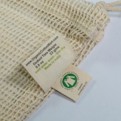 Reusable Produce Bags - Organic Cotton Mesh Produce Bags - 6 Pack Washable Mesh Vegetable Bags - Tare Weight on Label