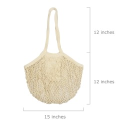 Organic Cotton Mesh Tote Bags – French Market Tote - Zero Waste Reusable String Crochet Bags for Grocery, Farmers Market, Beach, or Produce