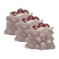 Reusable Onion Storage Bags - Organic Cotton Mesh Onion Bags with Drawstring - Washable Net Onion Sacks - Potato Storage Bags (3 X-Large)