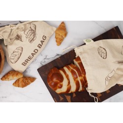 Reusable Linen Bread Bags for Homemade Breads - 100% Organic Linen - Cloth Loaf Bags for Breads and Bagels - Ecofriendly & Zero Waste